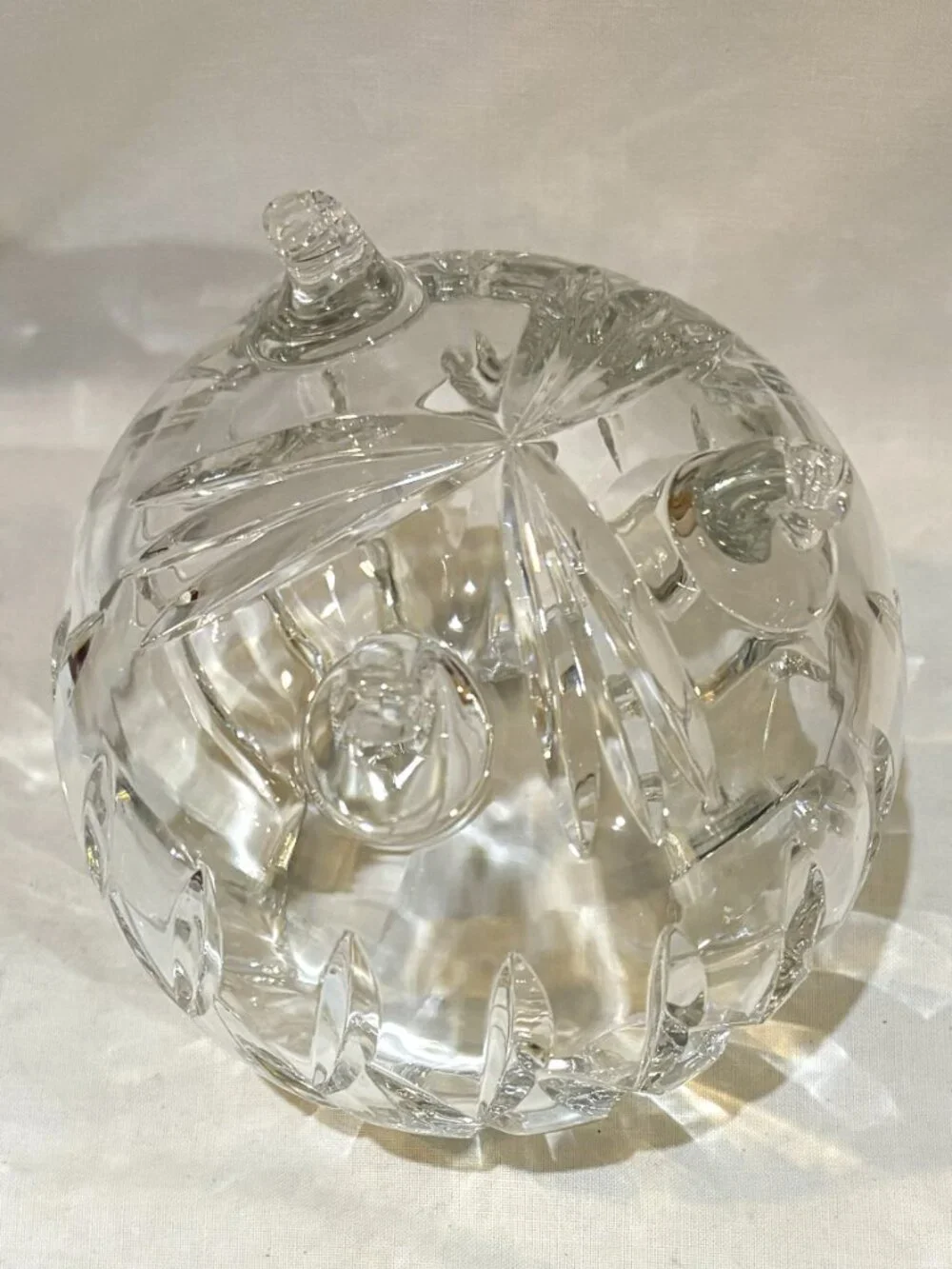 VTG 3-Footed Crystal Rose Bowl Sawtooth Edge